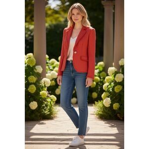 Vintage Focus 2000 Petite Tweed Coral Rust Suit Jacket Blazer